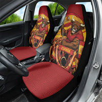 Spain Football Car Seat Cover Raging Bull Golden Trophy Fans Banner