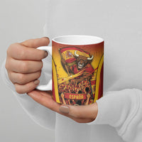 Custom Spain Football Ceramic Mug Raging Bull Golden Trophy Fans Banner