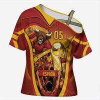 Custom Spain Football Cross Shoulder Shirt Raging Bull Golden Trophy Fans Banner