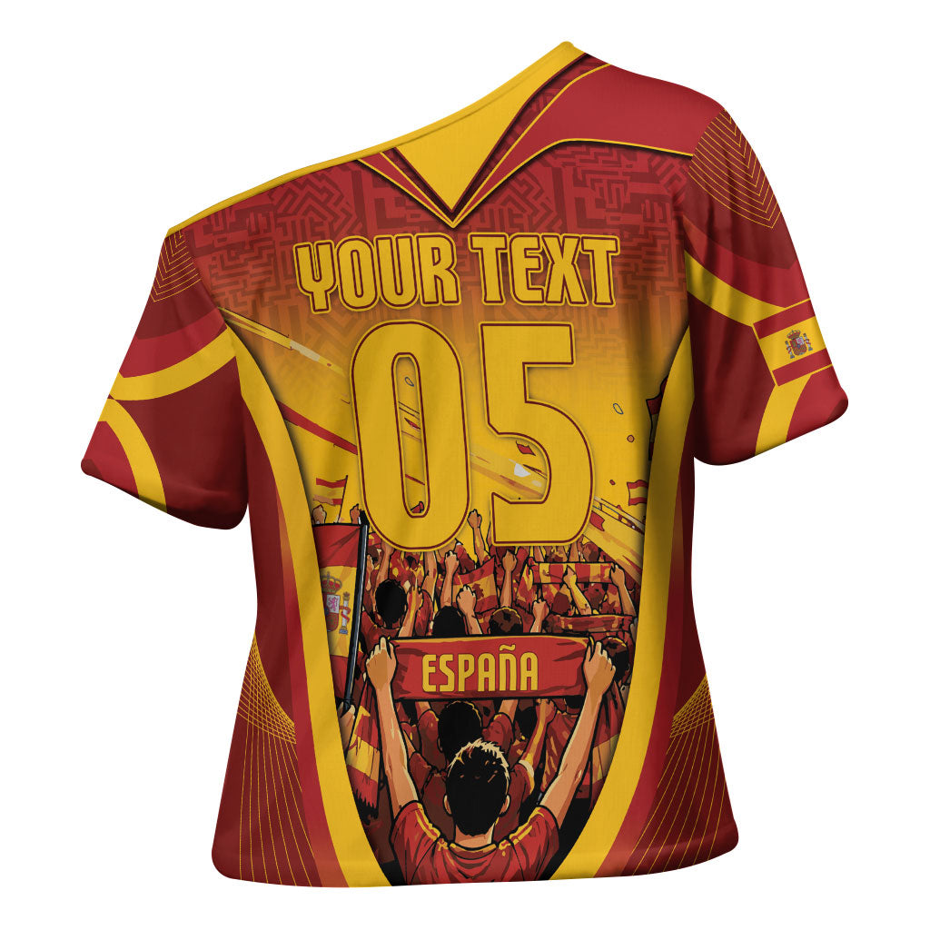 Custom Spain Football Cross Shoulder Shirt Raging Bull Golden Trophy Fans Banner