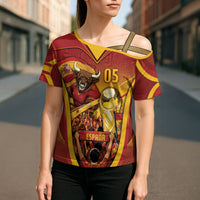 Custom Spain Football Cross Shoulder Shirt Raging Bull Golden Trophy Fans Banner