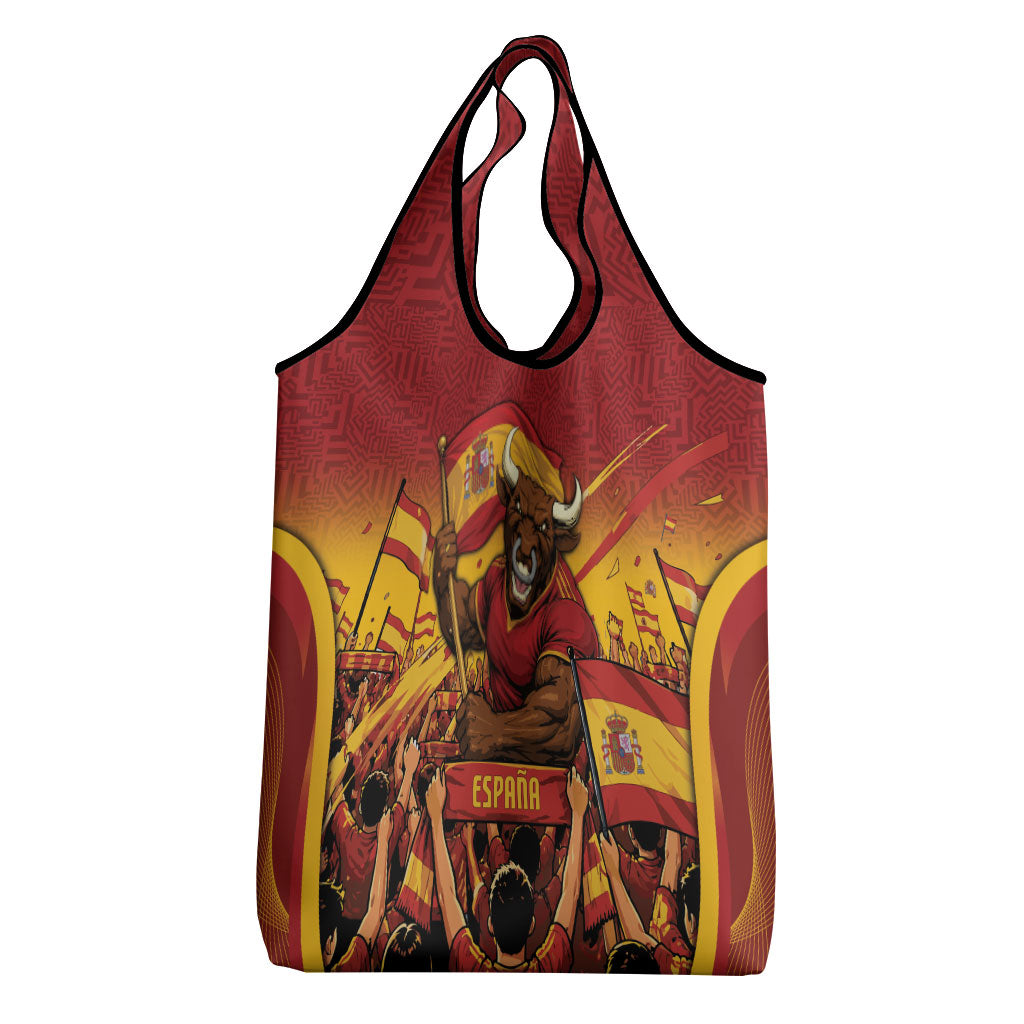 Spain Football Grocery Bag Raging Bull Golden Trophy Fans Banner