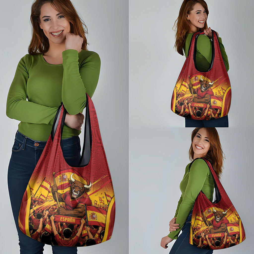 Spain Football Grocery Bag Raging Bull Golden Trophy Fans Banner