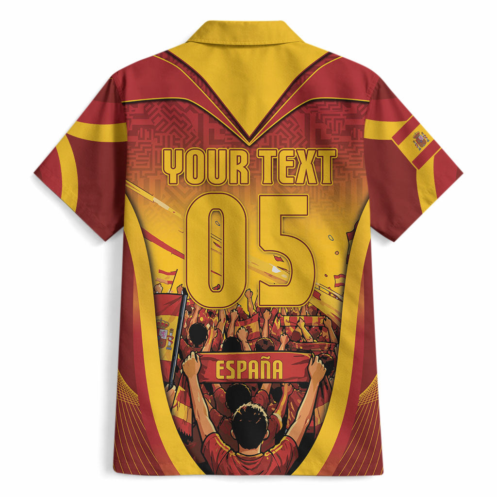 Custom Spain Football Hawaiian Shirt Raging Bull Golden Trophy Fans Banner