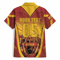 Custom Spain Football Hawaiian Shirt Raging Bull Golden Trophy Fans Banner