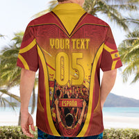 Custom Spain Football Hawaiian Shirt Raging Bull Golden Trophy Fans Banner