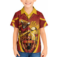 Custom Spain Football Hawaiian Shirt Raging Bull Golden Trophy Fans Banner