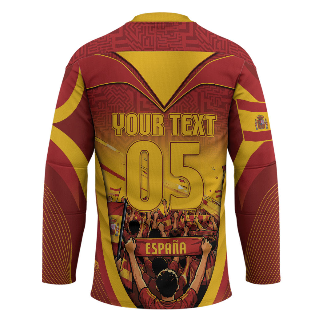 Custom Spain Football Hockey Jersey Raging Bull Golden Trophy Fans Banner