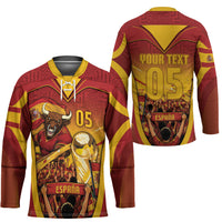 Custom Spain Football Hockey Jersey Raging Bull Golden Trophy Fans Banner
