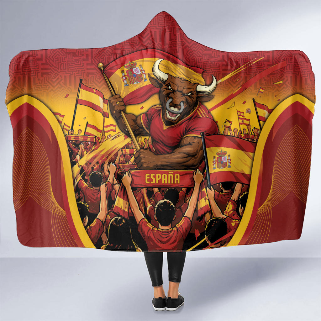 Spain Football Hooded Blanket Raging Bull Golden Trophy Fans Banner