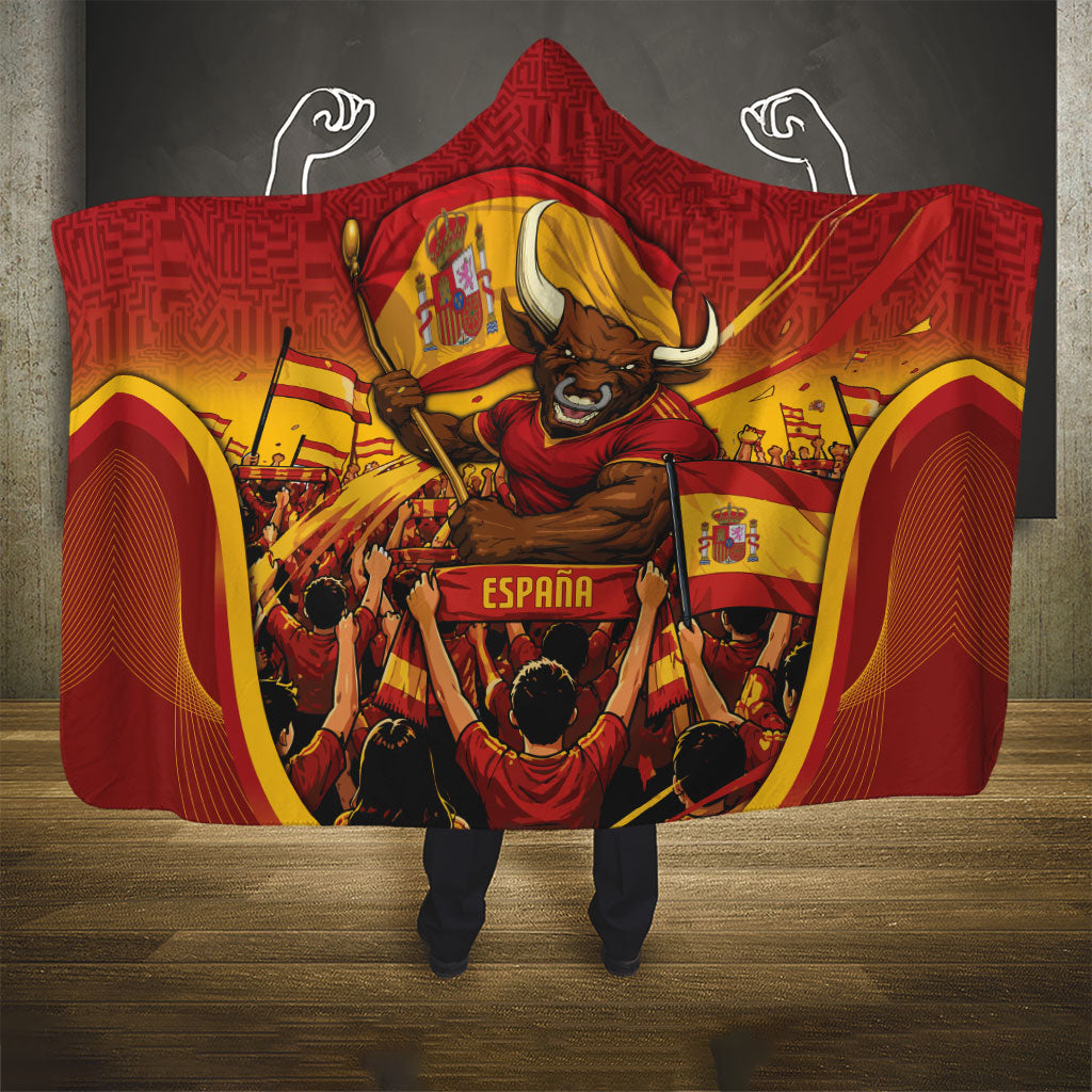 Spain Football Hooded Blanket Raging Bull Golden Trophy Fans Banner