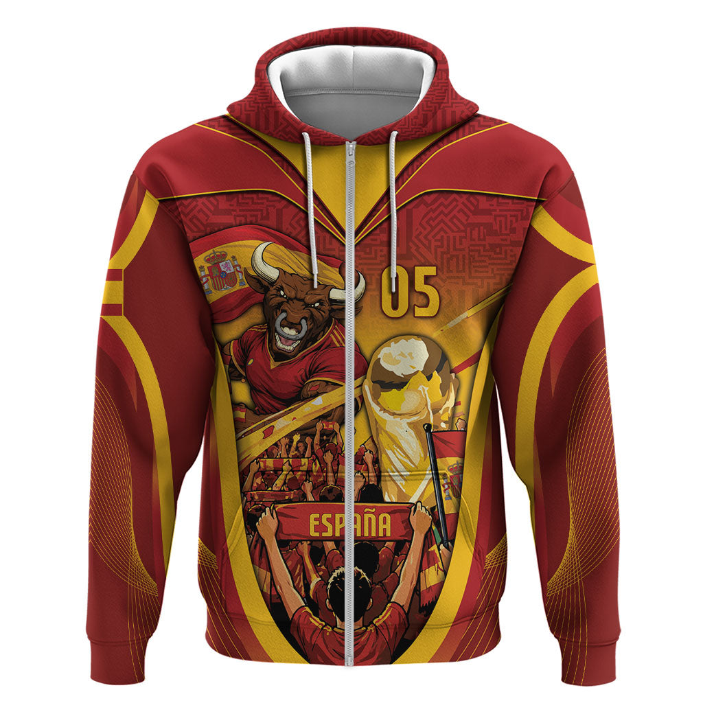 Custom Spain Football Hoodie Raging Bull Golden Trophy Fans Banner