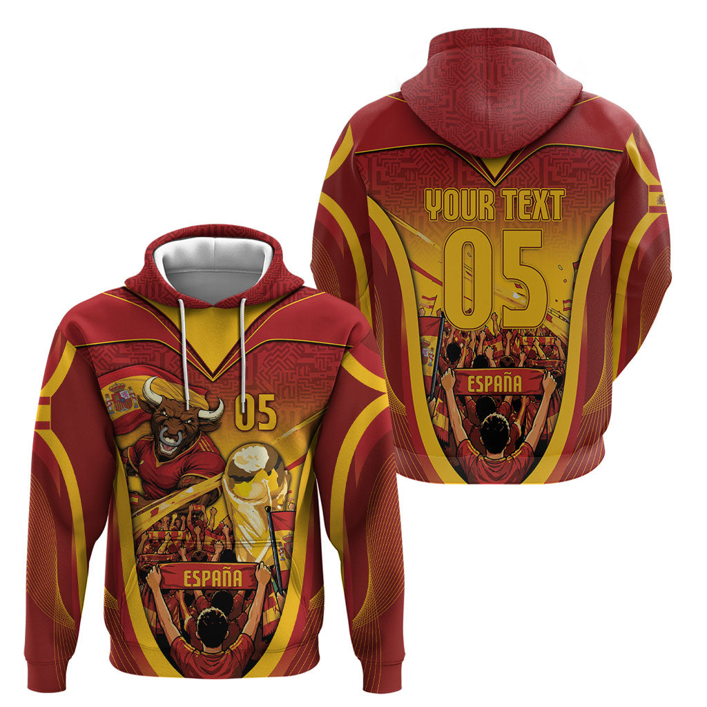 Custom Spain Football Hoodie Raging Bull Golden Trophy Fans Banner