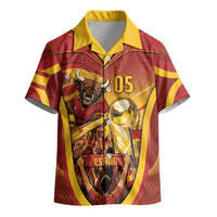 Custom Spain Football Kid Hawaiian Shirt Raging Bull Golden Trophy Fans Banner