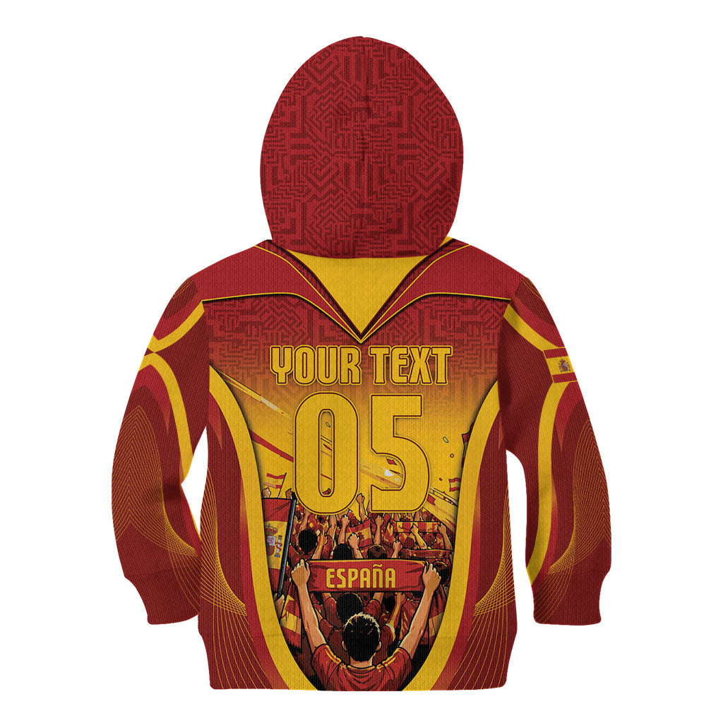 Custom Spain Football Kid Hoodie Raging Bull Golden Trophy Fans Banner