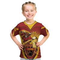 Custom Spain Football Kid T Shirt Raging Bull Golden Trophy Fans Banner