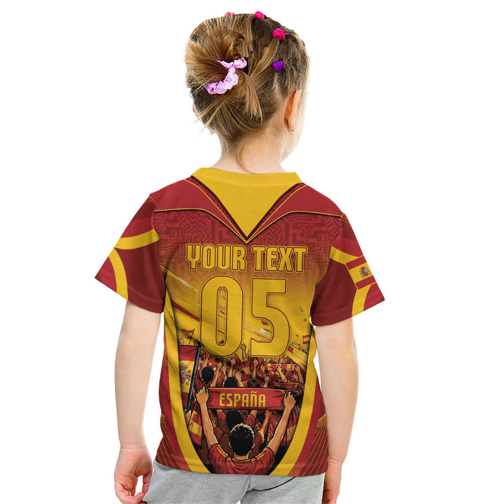 Custom Spain Football Kid T Shirt Raging Bull Golden Trophy Fans Banner
