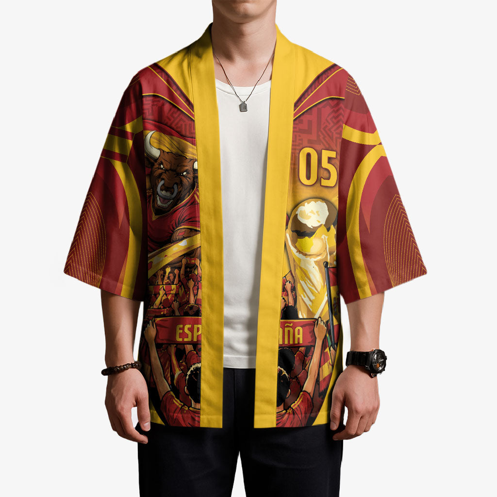 Custom Spain Football Kimono Raging Bull Golden Trophy Fans Banner
