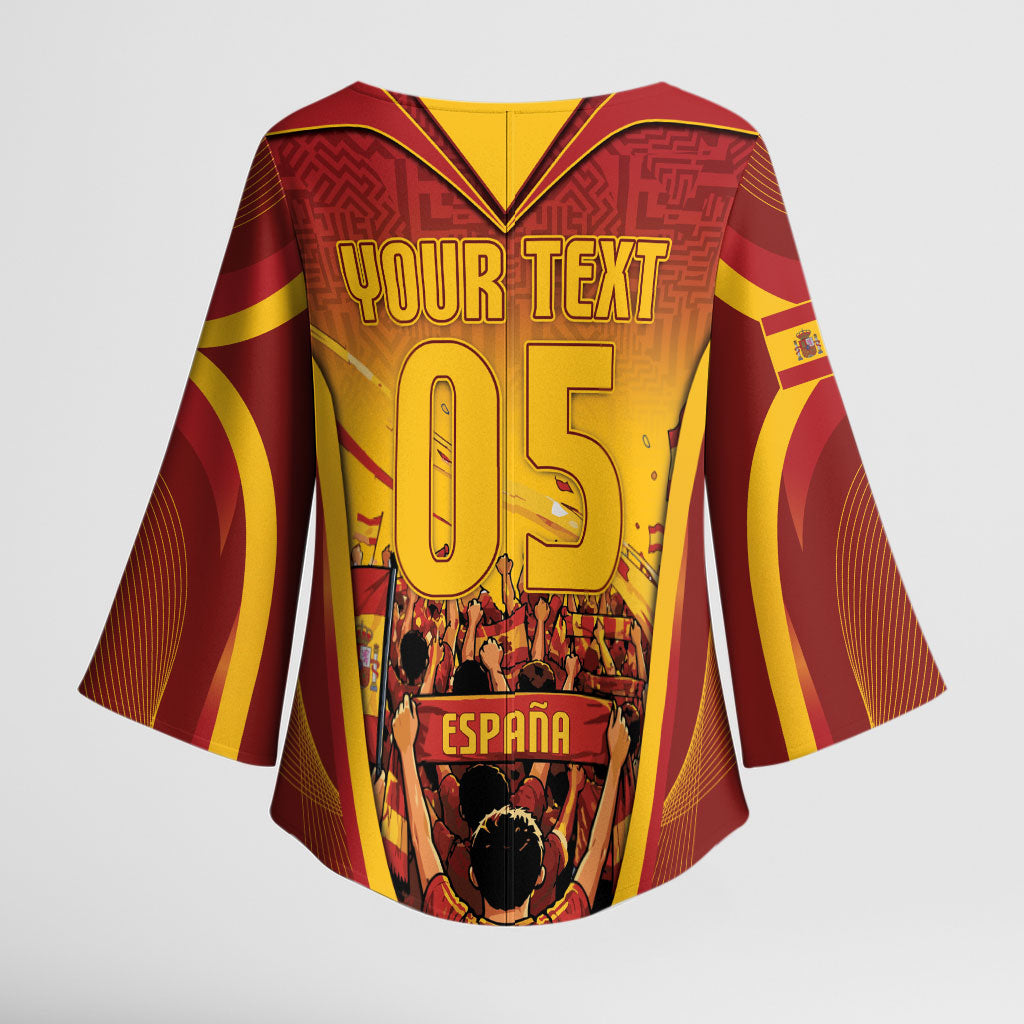 Custom Spain Football Kimono Sleeve Blouse Raging Bull Golden Trophy Fans Banner