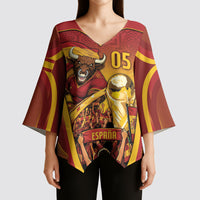 Custom Spain Football Kimono Sleeve Blouse Raging Bull Golden Trophy Fans Banner