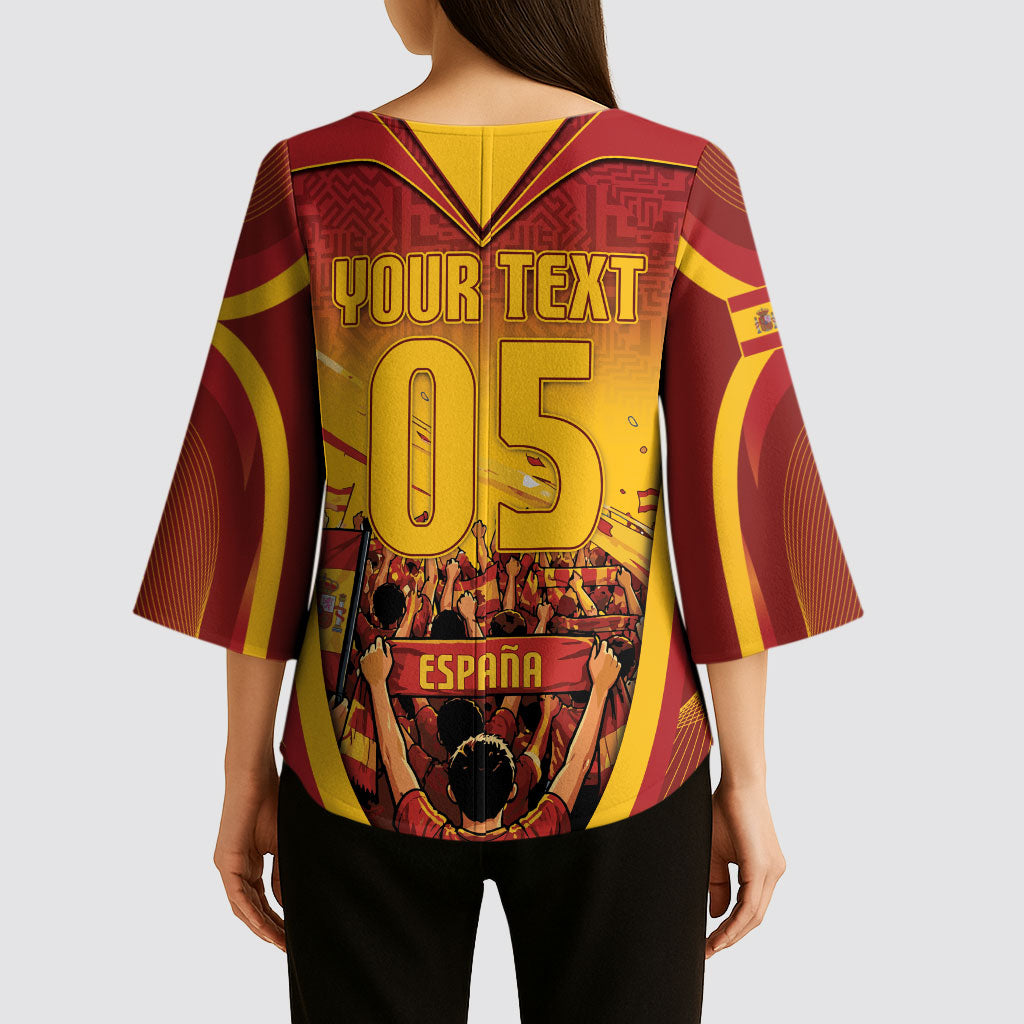 Custom Spain Football Kimono Sleeve Blouse Raging Bull Golden Trophy Fans Banner