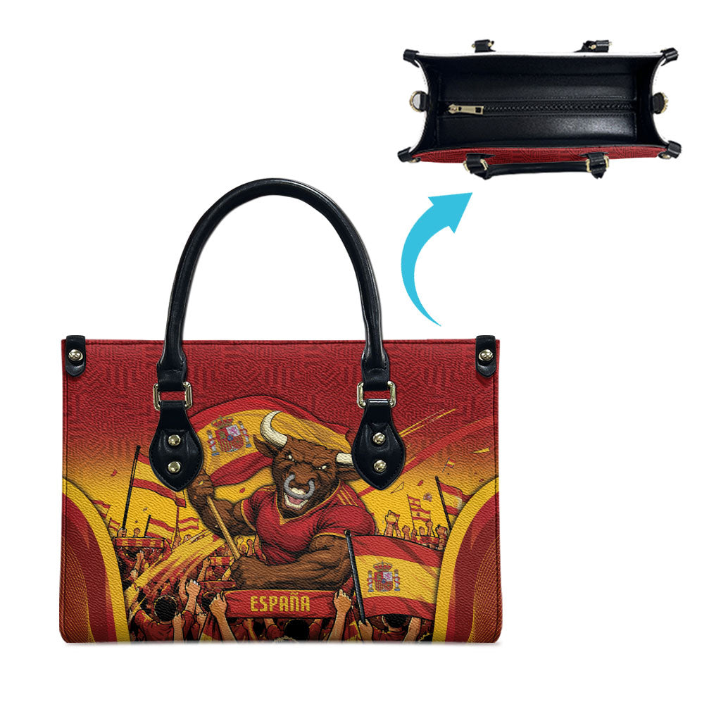 Spain Football Leather Bag Raging Bull Golden Trophy Fans Banner