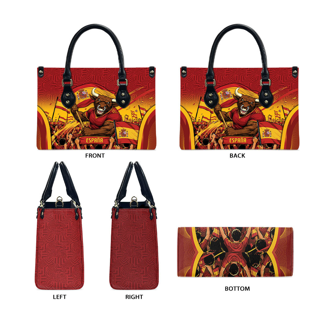 Spain Football Leather Bag Raging Bull Golden Trophy Fans Banner