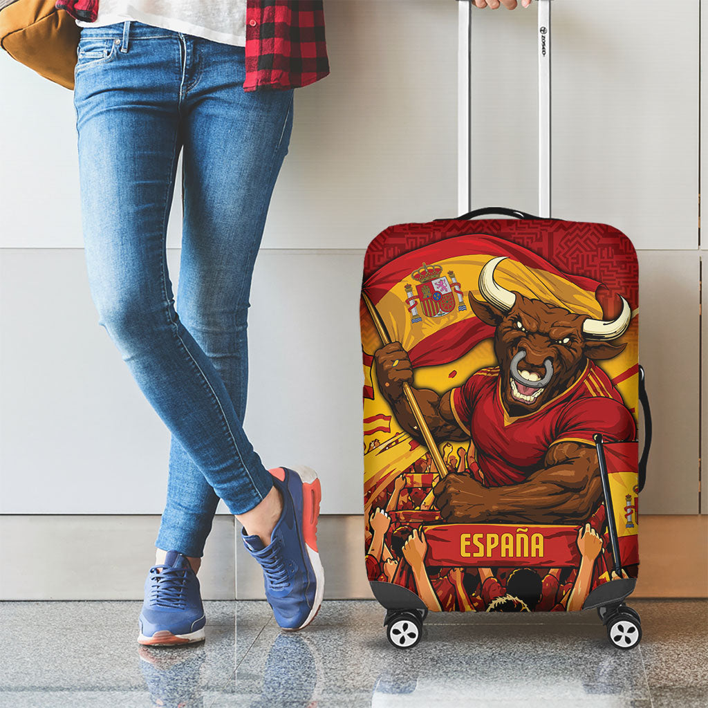 Spain Football Luggage Cover Raging Bull Golden Trophy Fans Banner