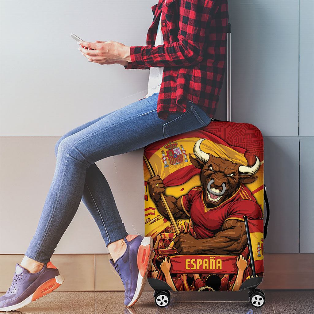 Spain Football Luggage Cover Raging Bull Golden Trophy Fans Banner