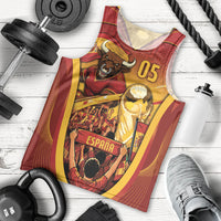 Custom Spain Football Men Tank Top Raging Bull Golden Trophy Fans Banner
