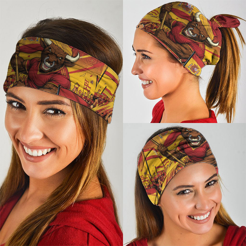 Spain Football Neck Gaiter Raging Bull Golden Trophy Fans Banner