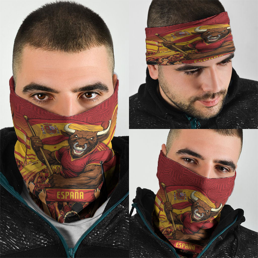 Spain Football Neck Gaiter Raging Bull Golden Trophy Fans Banner