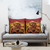 Spain Football Pillow Cover Raging Bull Golden Trophy Fans Banner