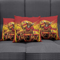Spain Football Pillow Cover Raging Bull Golden Trophy Fans Banner