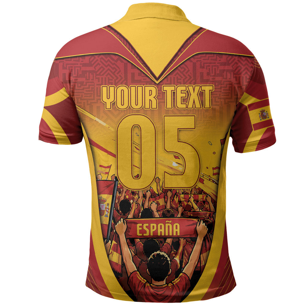 Custom Spain Football Polo Shirt Raging Bull Golden Trophy Fans Banner