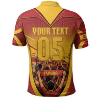 Custom Spain Football Polo Shirt Raging Bull Golden Trophy Fans Banner
