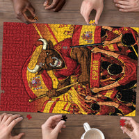 Spain Football Puzzle Raging Bull Golden Trophy Fans Banner