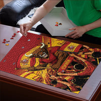 Spain Football Puzzle Raging Bull Golden Trophy Fans Banner