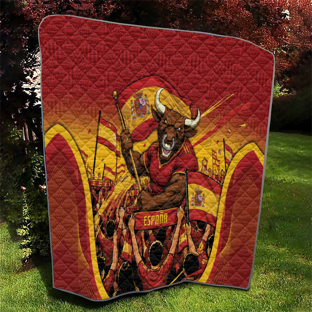 Spain Football Quilt Raging Bull Golden Trophy Fans Banner