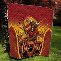 Spain Football Quilt Raging Bull Golden Trophy Fans Banner