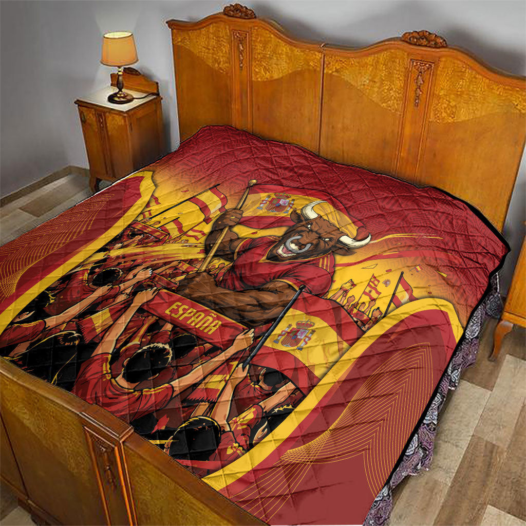 Spain Football Quilt Raging Bull Golden Trophy Fans Banner