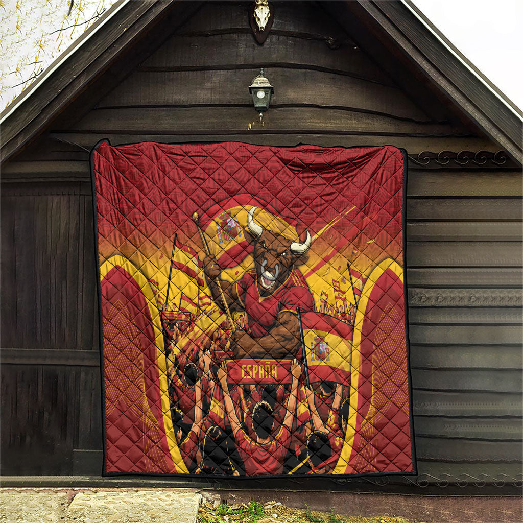Spain Football Quilt Raging Bull Golden Trophy Fans Banner