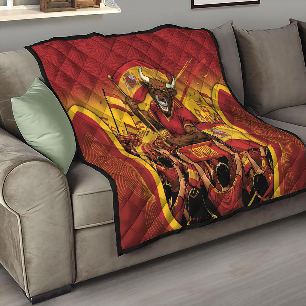 Spain Football Quilt Raging Bull Golden Trophy Fans Banner