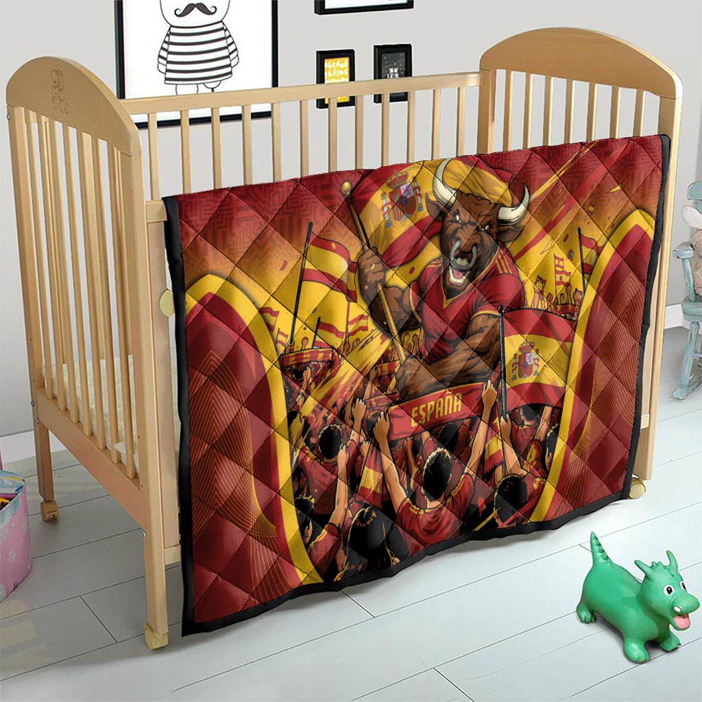 Spain Football Quilt Raging Bull Golden Trophy Fans Banner