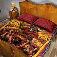 Spain Football Quilt Bed Set Raging Bull Golden Trophy Fans Banner