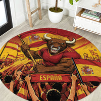 Spain Football Round Carpet Raging Bull Golden Trophy Fans Banner