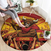 Spain Football Round Carpet Raging Bull Golden Trophy Fans Banner