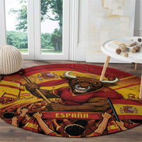 Spain Football Round Carpet Raging Bull Golden Trophy Fans Banner