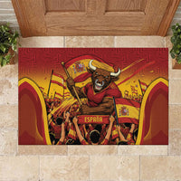 Spain Football Rubber Doormat Raging Bull Golden Trophy Fans Banner