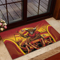 Spain Football Rubber Doormat Raging Bull Golden Trophy Fans Banner